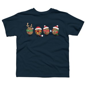 Boy's Design By Humans Christmas hedgehogs By Mangulica T-Shirt - 1 of 3