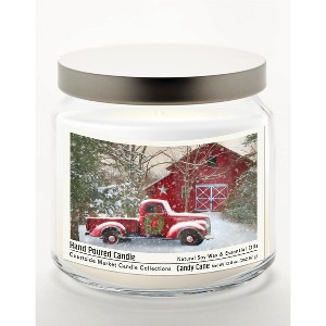 Courtside Market Barn with Truck Candy Cane 12.8oz Soy Wax Candle Glass Jar with Brushed Silver Metal Lid - 1 of 3