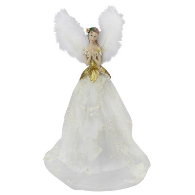 Northlight 10" Angel Tree Topper in Ivory Dress with Sheer Ivory Overlay