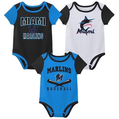 Mlb Miami Marlins Infant Boys' White Pinstripe 3pk Bodysuits : Target