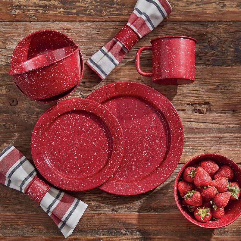 Park Designs Granite Red Enamelware Dinner Plate Set of 4, 2 of 4