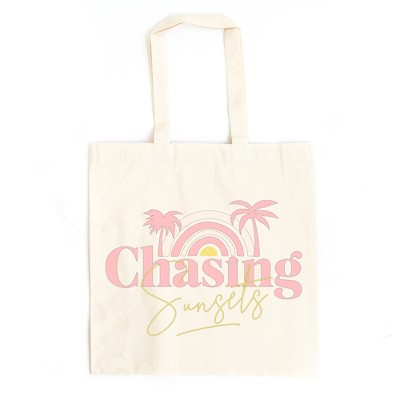 City Creek Prints Chasing Sunsets Rainbow Canvas Tote Bag - 15x16 - Natural