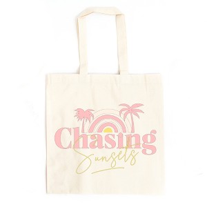 City Creek Prints Chasing Sunsets Rainbow Canvas Tote Bag - 15x16 - Natural - 1 of 2