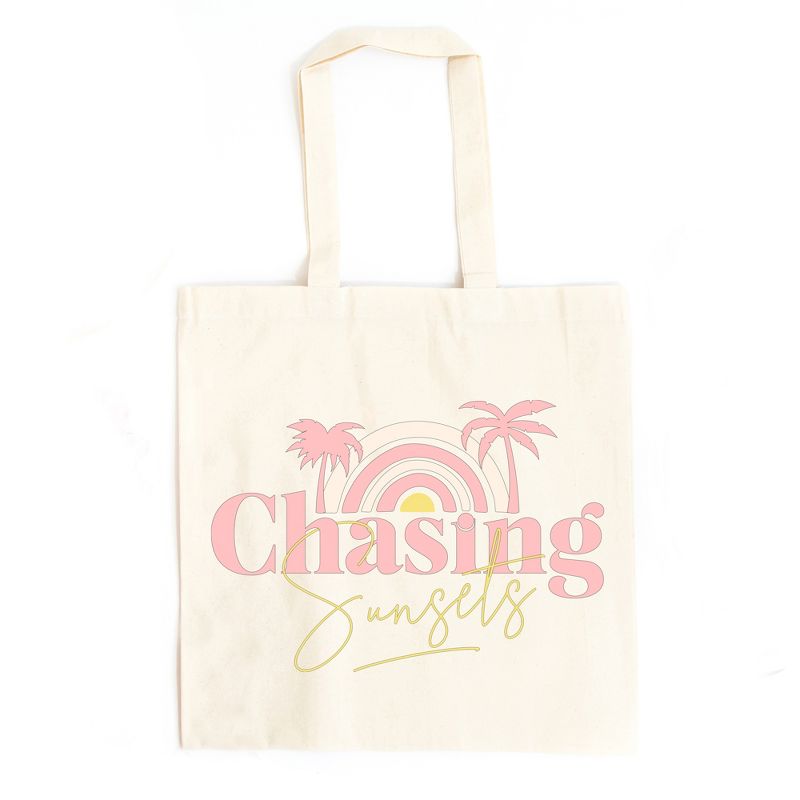 City Creek Prints Chasing Sunsets Rainbow Canvas Tote Bag - 15x16 - Natural, 1 of 3