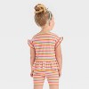 Toddler Girls' Ribbed Printed Short Sleeve Top - Cat & Jack™ - 2 of 3