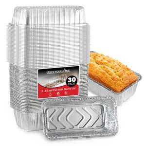 Stock Your Home 2-Lb Disposable Aluminum Loaf Pans with Lids (30 Pack) - 1 of 3