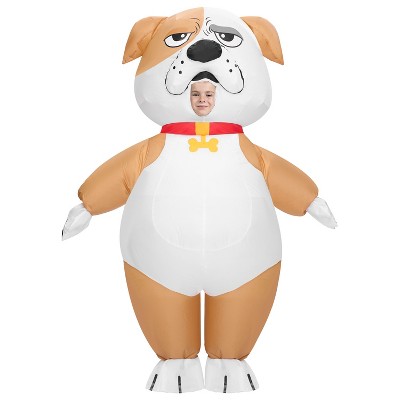 SYNCFUN Adults Inflatable Halloween Costumes, Full Body Bulldog Inflatable Costume, Brown Blow Up Puppy Costumes