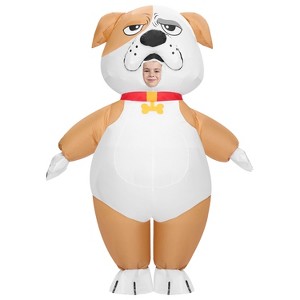 SYNCFUN Adults Inflatable Halloween Costumes, Full Body Bulldog Inflatable Costume, Brown Blow Up Puppy Costumes - 1 of 4
