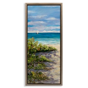 Stupell Industries Grassy Beach Shore Floating Frame Canvas Art - 1 of 4