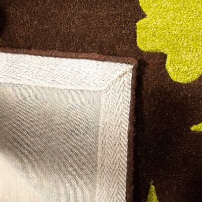 Handmade Brown and Green Wool Square Area Rug, 6' x 6'