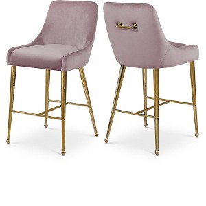 Meridian Furniture,Owen Pink Velvet Stool, Set of 2 - 1 of 4