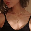 Layered Heart Necklace, Handmade 18K Gold Plated Dainty Choker With Arrow Bar Pendant for Women - 2 of 4