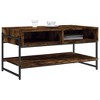 vidaXL Smoked Oak Engineered Wood Coffee Table - Rectangular Centerpiece for Living Room, Lounge with Metal Frame, Storage, and Adjustable Feet - 3 of 4