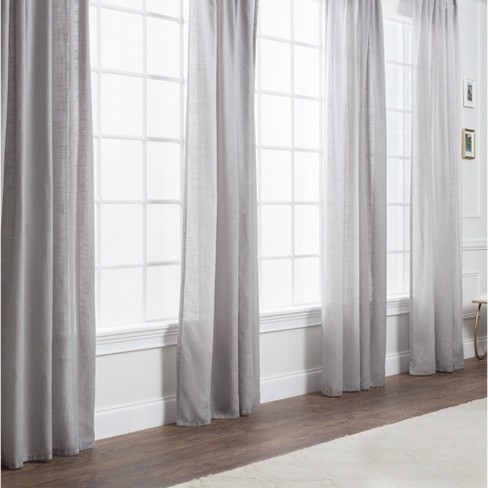 Chanasya 2pk Textured Crosshatch Semi Sheer Window Curtain Panels - Set ...