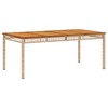 vidaXL Patio Table Beige 70.9 In.x35.4 In.x29.5 In. Poly Rattan Acacia Wood - 2 of 4