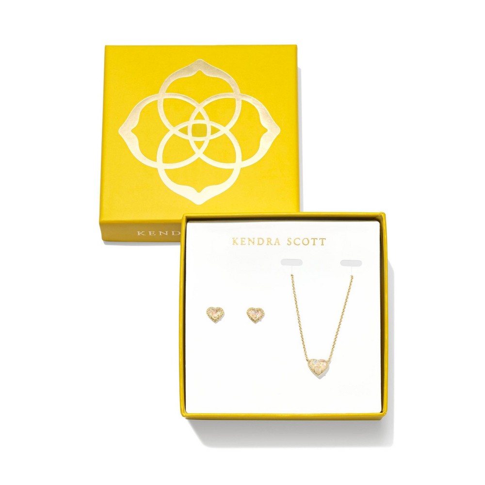 Photos - Pendant / Choker Necklace KENDRA SCOTT Anna Pendant Necklace and Stud Earring Gift Set - Gold/White 