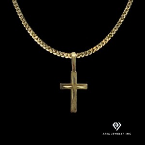 Aria Jeweler Inc Chain with Indented Cross Pendant - 1 of 4