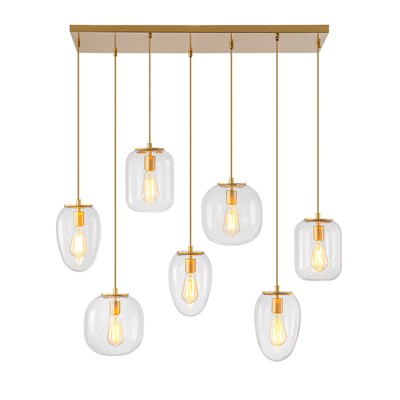 LLHZSY Gold Island Pendant Chandelier 35 2/5" Wide Modern Industrial 7-Light Fixture for Dining Room Kitchen