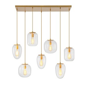 LLHZSY Gold Island Pendant Chandelier 35 2/5" Wide Modern Industrial 7-Light Fixture for Dining Room Kitchen - 1 of 4