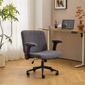 Karl Home | Speckled Chenille Swivel Chair With Flip-Up Arms For Cross-Legged - 1 of 4