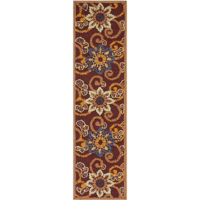Four Seasons Frs513 Hand Hooked Runner Rug - Burgundy - 2'x8 ...