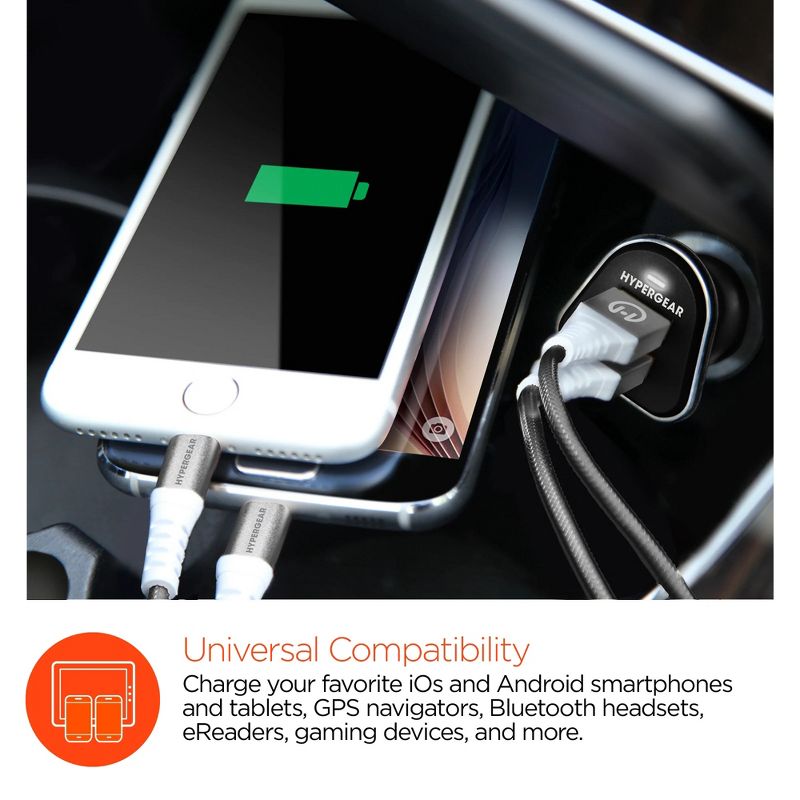 HyperGear High-Power 17W Dual USB Car Charger, 3 of 8