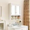 NicBex 30" Wall Mounted Bathroom Storage Cabinet with Mirror,Medicine Cabinet with 3 Adjustable Christmas Style Baskets&Adjustable Shelves,White - 3 of 4
