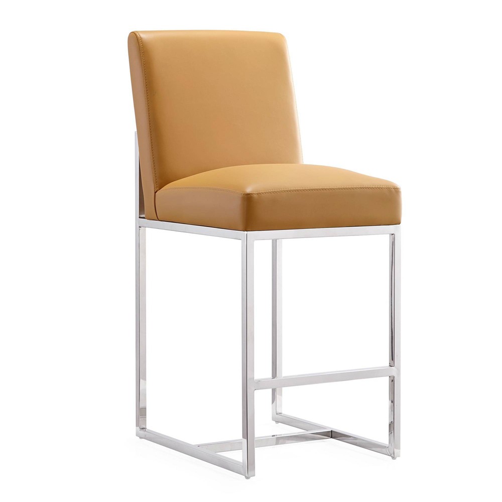 Photos - Chair Element Stainless Steel Counter Height Barstool Camel - Manhattan Comfort