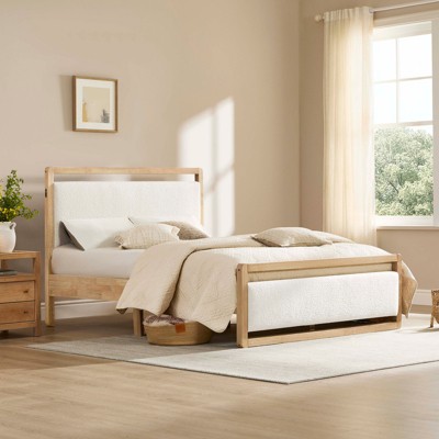 Spruce&Spring Upholstered Platform Bed Frame with USB & Type-C Charging