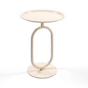 APRILSOUL 24''H Lantern-Shaped Metal End Table, Small Round Accent Pedestal, Modern for Drinks ¨C Living Room Corners,Small Spaces - 1 of 4
