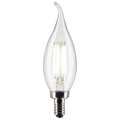 Satco CA10 (Flame Tip) E12 (Candelabra) Filament Clear LED Bulb Soft White 40 Watt Equivalence 2 pk