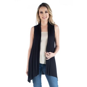 24seven Comfort Apparel Draped Open Front Cardigan Vest - 1 of 3