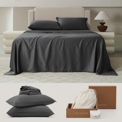 Cotton Tencel Sheet - Luxury Hotel Bedding Set, Soft, Cooling & Breathable for Hot Sleepers, Deep Pocket Up to 16 Inches