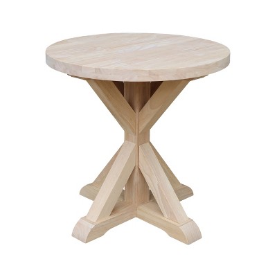 Sierra Round Natural Wood End Table with Crisscross Base