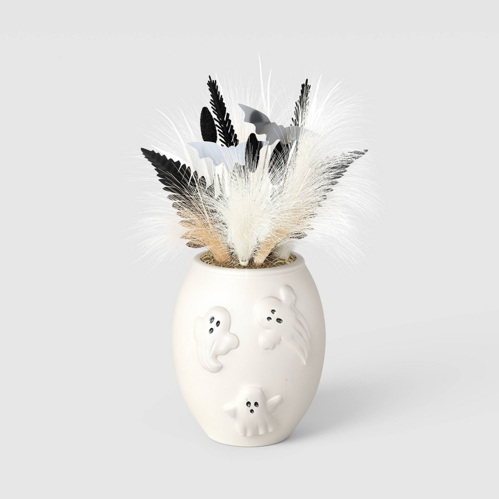 12" Grim Greenery Plastic Ghosts Halloween Artificial Pot Planter - Hyde and EEK! Boutique™