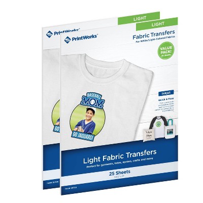 2pk 25 Sheets/Pack Light Fabric Transfers for Inkjet Printers 8.5"x11" - PrintWorks