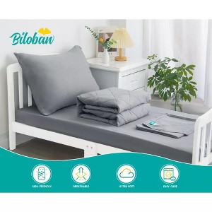 Biloban-Toddler Bedding Sets, Crib Sheet Set, Comforter, Flat Sheet, Fitted Sheet Ultra Soft Micro Fiber 4 Pieces Set - Grey - 1 of 4