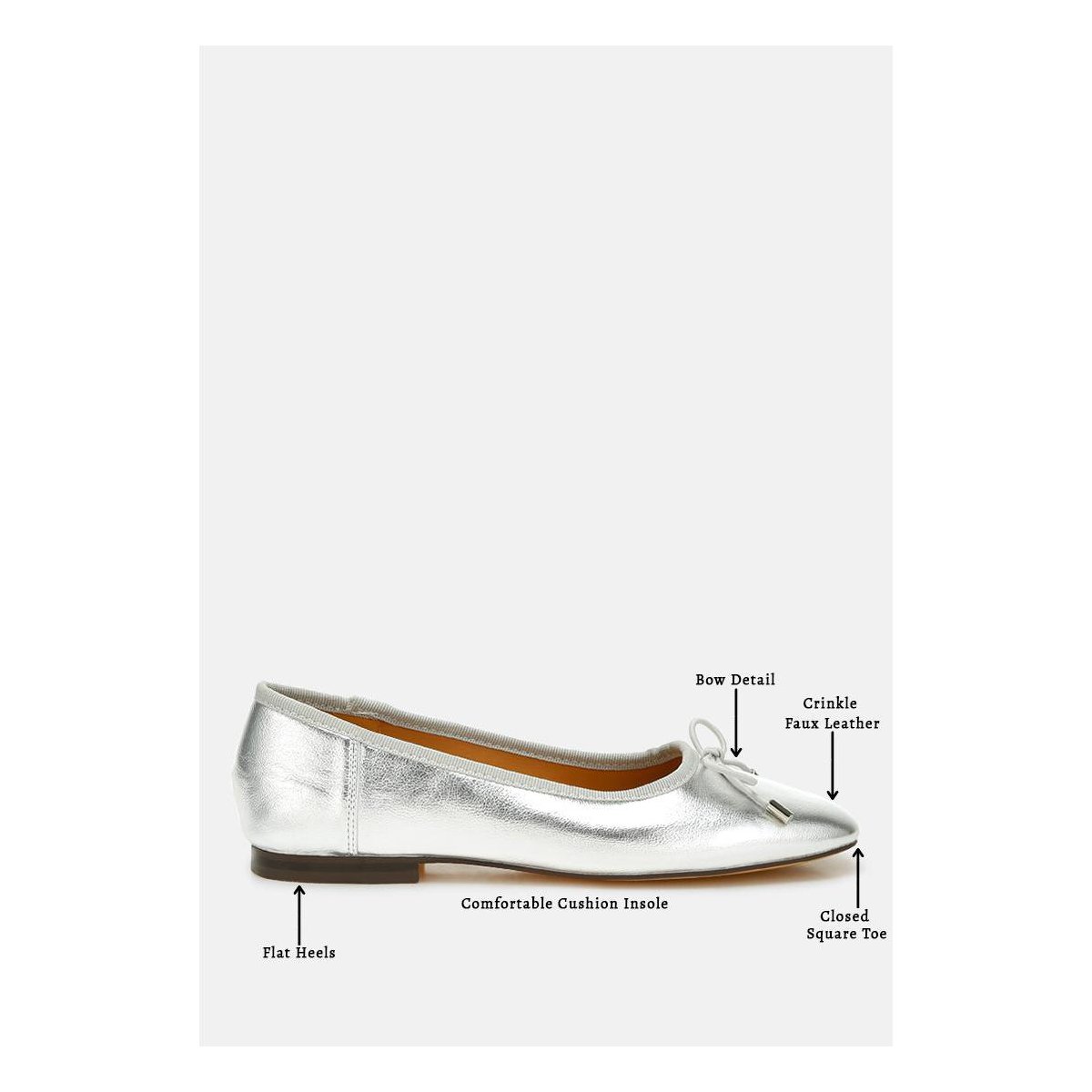 Обувь Rag & Co Womens Primrose Metallic Pleather Bow Ballerinas 10 — фото 6