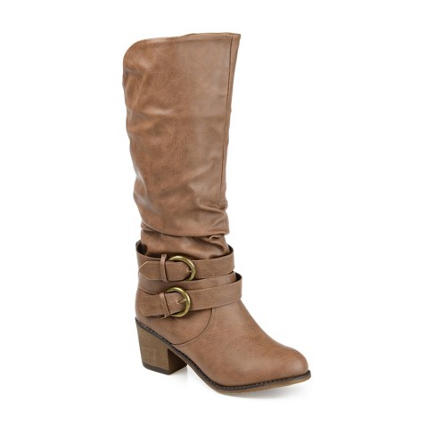 Journee Collection Womens Late Stacked Heel Mid Calf Boots, Taupe 10 ...