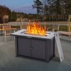 44" Steel Gas Fire Pit Table, 50K BTU w/ Cover, Rattan & Steel, Black - 4 of 4