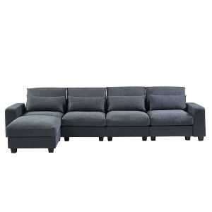 NicBex L-Shaped Feather Filled Sectional Sofa,Convertible Sofa Couch with Movable Ottoman for Living Room,Apartment,Office - 1 of 4