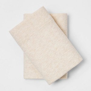 King Solid Cosy Jersey Pillowcase Set Oatmeal - Threshold