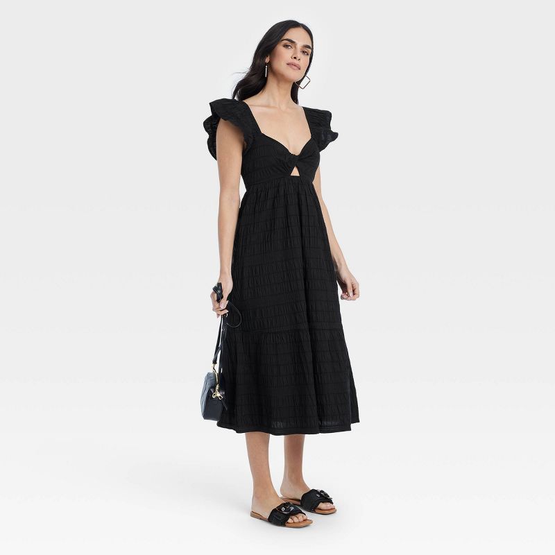 Women's Flutter Short Sleeve Midi A-Line Dress - Universal Thread™, 4 of 12