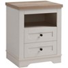 PAGED Nightstand with 2 Drawers and Open Shelf, Modern Wooden Side Table with Outlet, Bedside Storage Cabinet for Bedroom, Living Room - 4 of 4