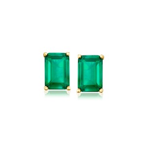 RS Pure by Ross-Simons 0.80 ct. t.w. Lab-Grown Emerald Earrings in 18kt Gold Vermeil - 1 of 4