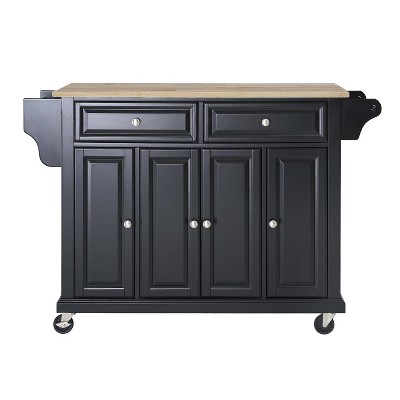 Black Granite Top Kitchen Cart with Storage and Spice Rack