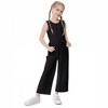 Girls' Fashion Jumpsuit Crewneck Elastic Waist Long Pants Romper with Pockets - 4 of 4