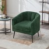 29.9'' Chenille Upholstered Channel Tufted Vanity Barrel Accent Chair with Metal Legs, Round Lounge Single Sofa Armchair for Bedroom - 3 of 4