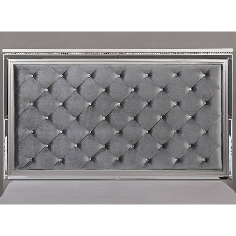 Tenaya Glam Bed with Button Tufted Headboard Silver - HOMES: Inside + Out, 4 of 9