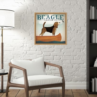 Beagle Canoe Co Vintage Style Canvas Print with Maple Frame
